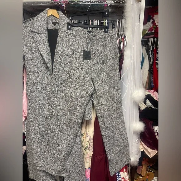JLUXLABEL Light Gray Tweed Jumpsuit
